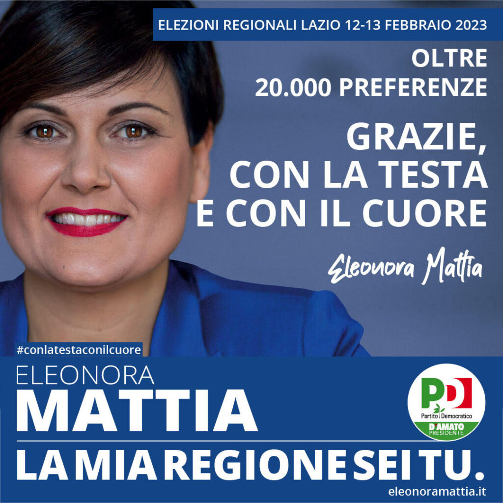 SONO STATA ELETTA CON OLTRE 20 MILA PREFERENZE E NE SENTO TUTTA LA  RESPONSABILITA'. GRAZIE, CON LA TESTA E CON IL CUORE